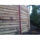 timber retaining wall close up