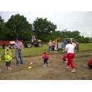 students helping to build flower beds