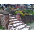 brick retaining wall and staircase