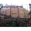 timber retaining wall close up