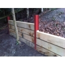 timber retaining wall close up