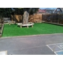 new bench seating area fitted around tree trunk