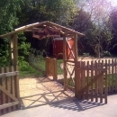 wooden fencing and archway