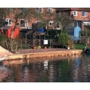 river bank patio at the rear of property