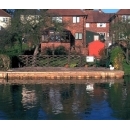 river bank patio at the rear of property